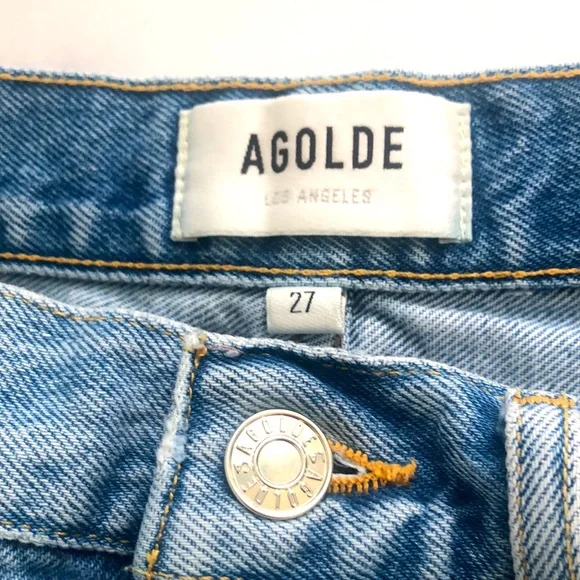 Agolde Parker Cut Off in Swapmeet Mid-Rise Button Fly Denim Shorts Size … - Picture 8 of 15